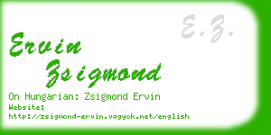 ervin zsigmond business card